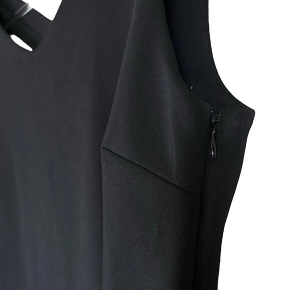 T Tahari Crossback V Neck Sleeveless Zip Cocktail Career Dress Black Size 6 - Picture 4 of 9